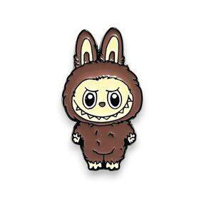 Labubu Chestnut Brown Smiling Fan Art Enamel Pin Lapel Pin